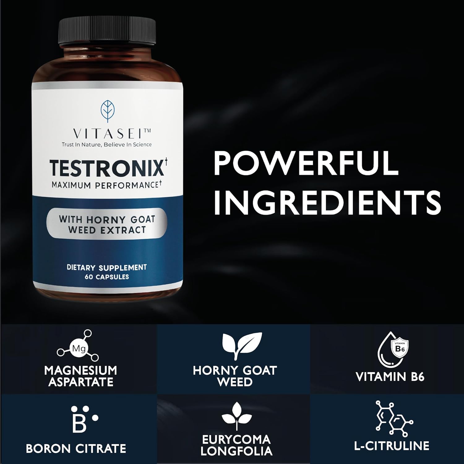 Testronix Supplement - Energy and Muscle Supplements for Health - 60 Capsules