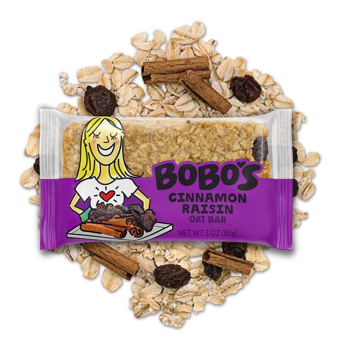 Bobo's Cinnamon Raisin Oat Bars, Gluten Free, Non-GMO, Whole Grain Oats, Pack of 12 | Snack Bars | On-the-Go | Made with Simple Ingredients