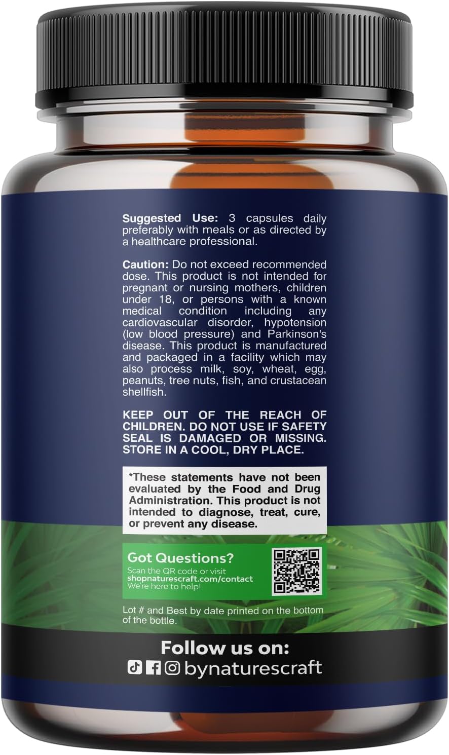 Herbal Prostate Supplement for Men - Potent Pygeum and Saw Palmetto Extract with Beta Sitosterol & Green Tea for Urinary Tract Support - Male Health Blend for Frequent Urination - 90 Capsules