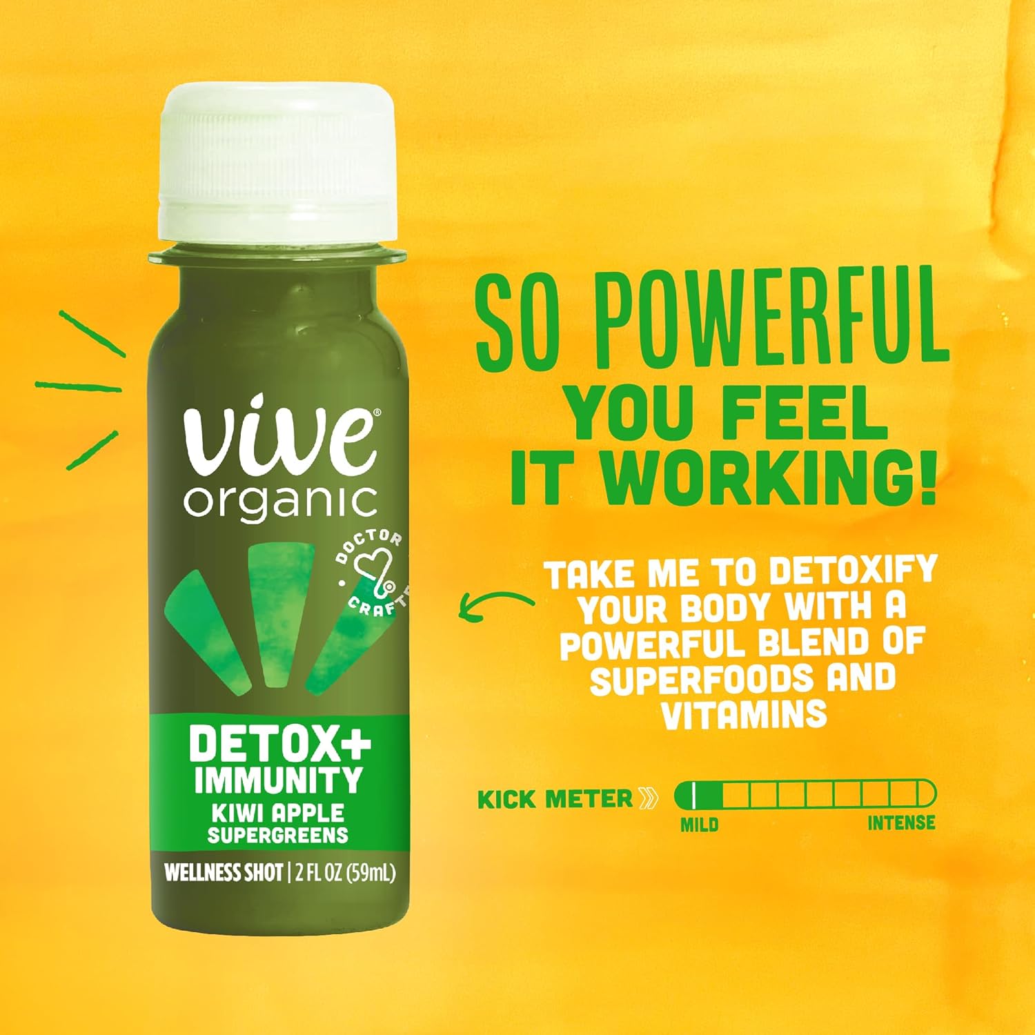 Vive Organic Detox + Immunity Dual-Boost Shot, Superfood Veggie Blend, Organic Juice, Gluten Free, Vegan, 2 Fl Oz (Pack of 12)