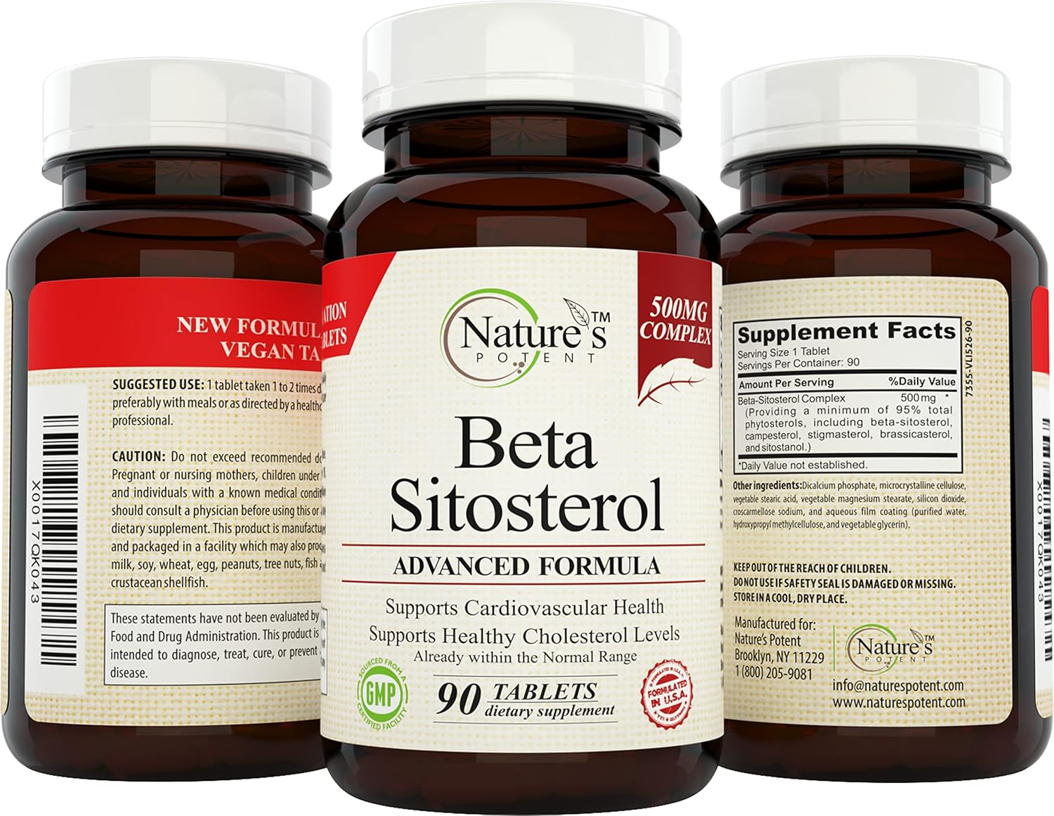 Nature's Potent Beta Sitosterol (500 Mg) Prostate Supplement for Men - Supports Frequent Urination, Prostate Health & Healthy Cholesterol Levels 90 (Tablets)