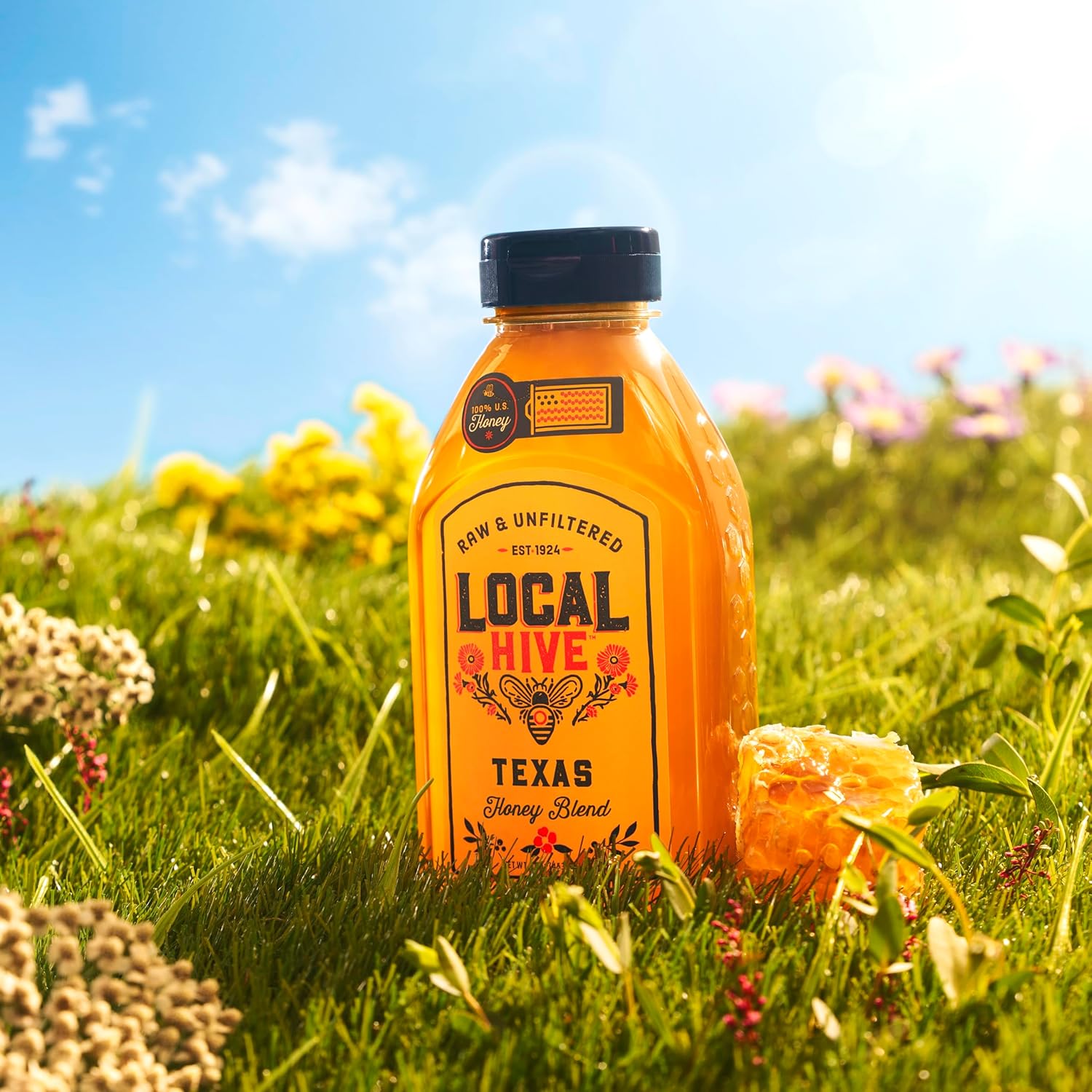 Local Hive Texas Raw & Unfiltered – 16 oz | 100% Pure U.S. Honey | Natural Sweetener Sourced from American Bees & Beekeepers | Robust Full-Bodied Flavor | Ideal for Tea, Baking & Cooking