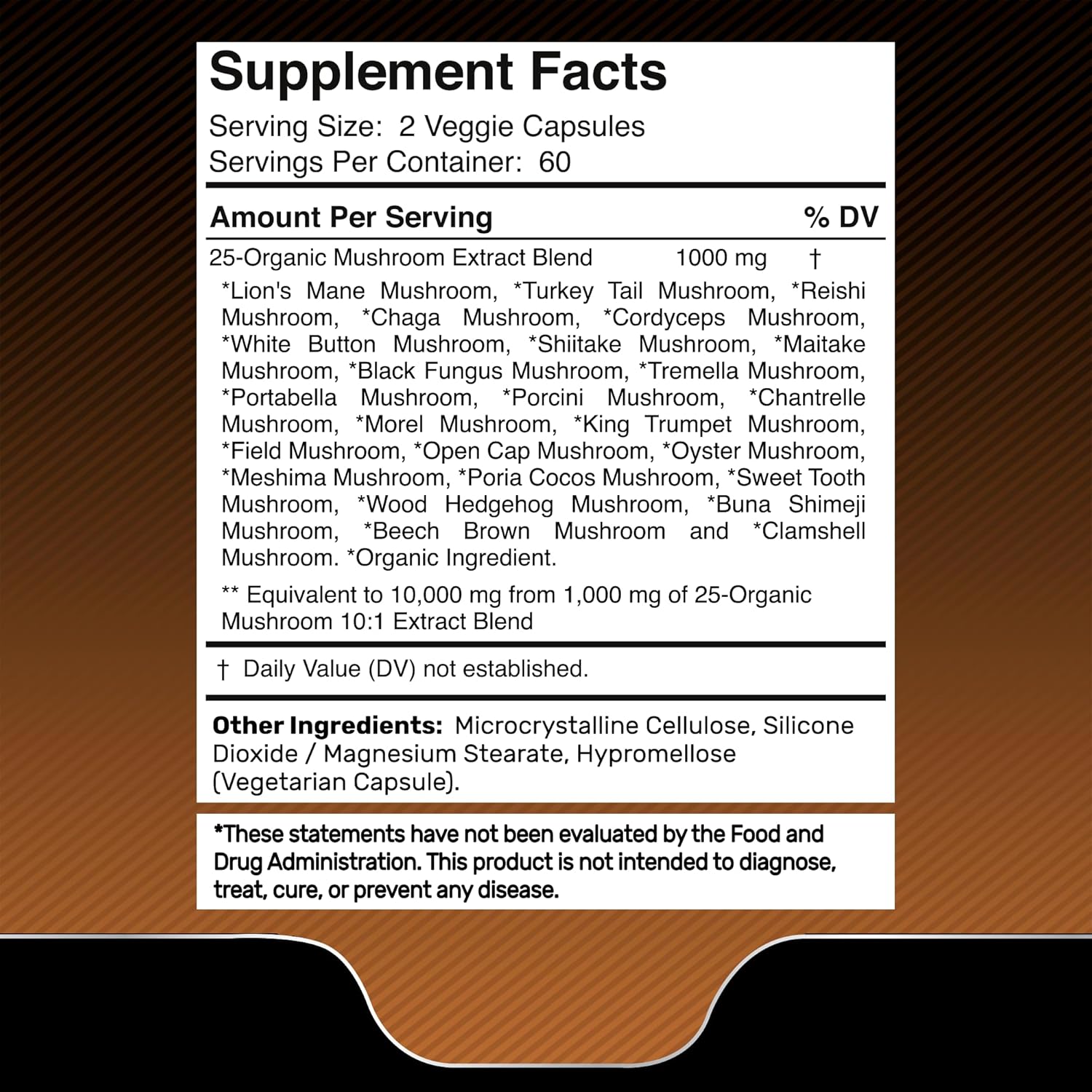 WELLNESS LABSRX Mushroom Supplement Capsules 10:1 Extract, Mushroom Complex Capsules 1000mg, Lions Mane Supplement with Turkey Tail, Cordyceps, Reishi - 2 Pack