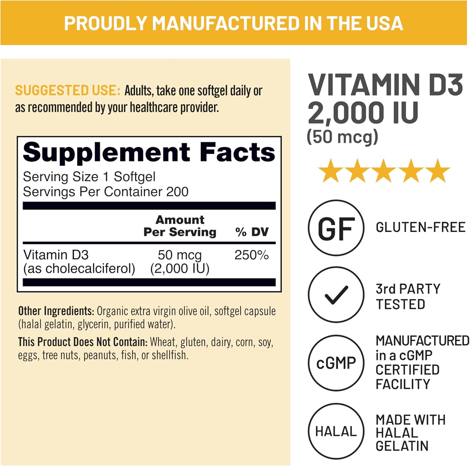 NatureWise Vitamin D3 2000iu (50 mcg) 200-Day Supply for Immune Support, Healthy Muscle Function, and Bone Health - Non-GMO, Gluten Free in Organic Extra Virgin Olive Oil, (Mini Softgel), 200 Count