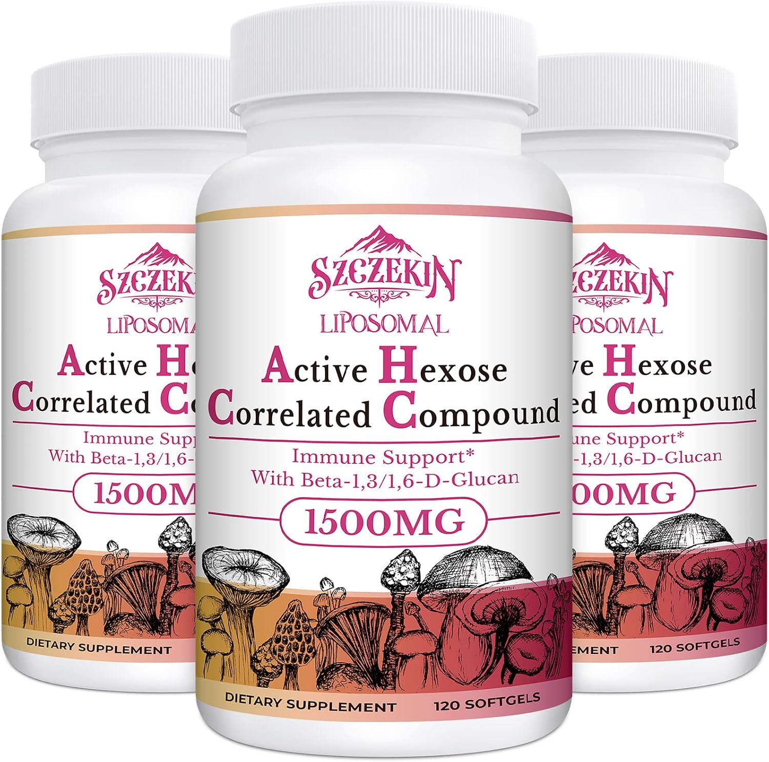 1500mg Liposomal Active Hexose Correlated Supplement,360 Soft Gels Beta-Glucans with Natural Mushroom Extract, Immune System, Liver Function, Maintain T-Cell & Killer Cell Activity