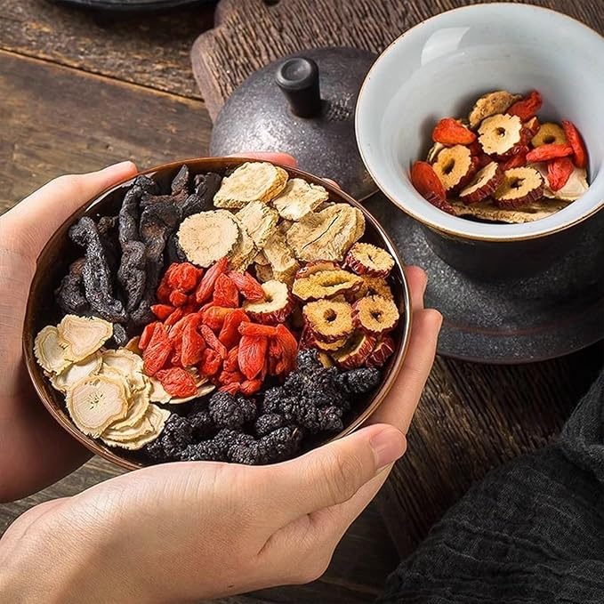 Panax & Mulberry Herbal Tea,Ginseng Five Treasures Tea, Kidney Formula Six Treasure Teas, Panax Wolfberry Mulberry Herbal Goji Berry Red Date Teas Formula Traditional Chinese Blend (30bags)