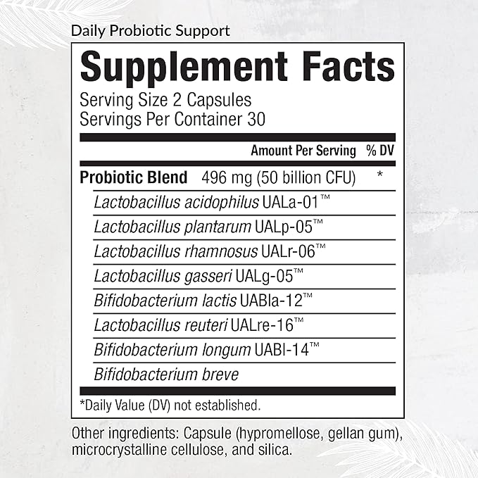 Equilife Daily Probiotic Support, 50 Billion CFU, 8 Probiotic Strains, Digestive and Gut Health Supplement for Men and Women, Gluten Free, Soy and Dairy Free, Non GMO, American Made, 60 Capsules