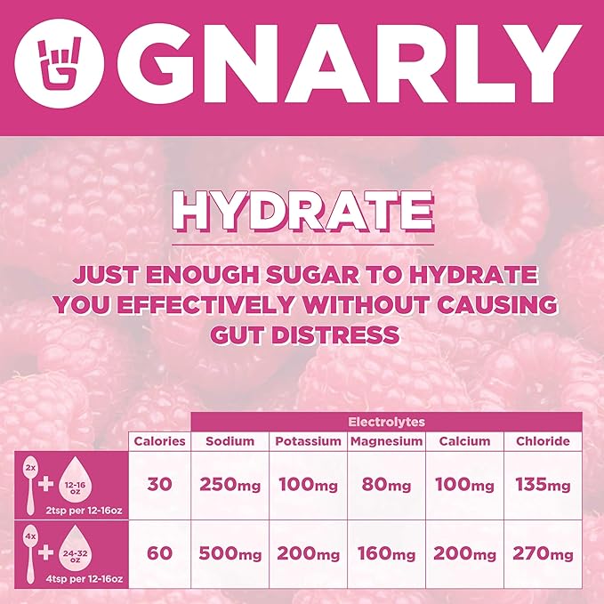 Gnarly Nutrition Hydrate Electrolyte Powder – Raspberry Exercise Hydration Drink Mix – NSF Contents Certified – Electrolyte Solution, Performance & Recovery – Raspberry, Box of 20 Stick Pack