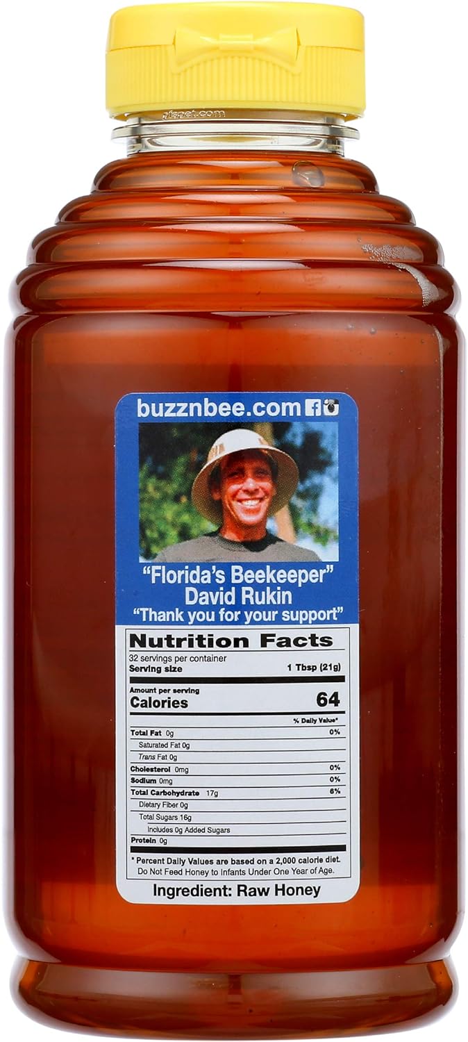 Buzzn Bee Raw Florida Honey - Unpasteurized and Unfiltered (Orange Blossom, 1.5 Pound)