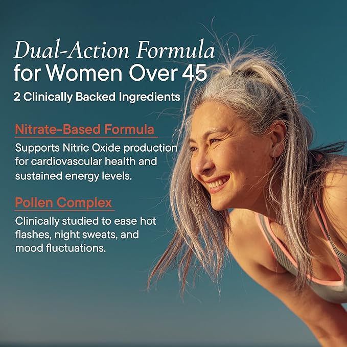 Berkeley Life Menopause and Heart Health Support Supplements - Dual-Action Dietary Supplement for Menopause Symptom Relief & Heathy Blood Flow Support for Women Powered by Nitric Oxide - 60 Capsule