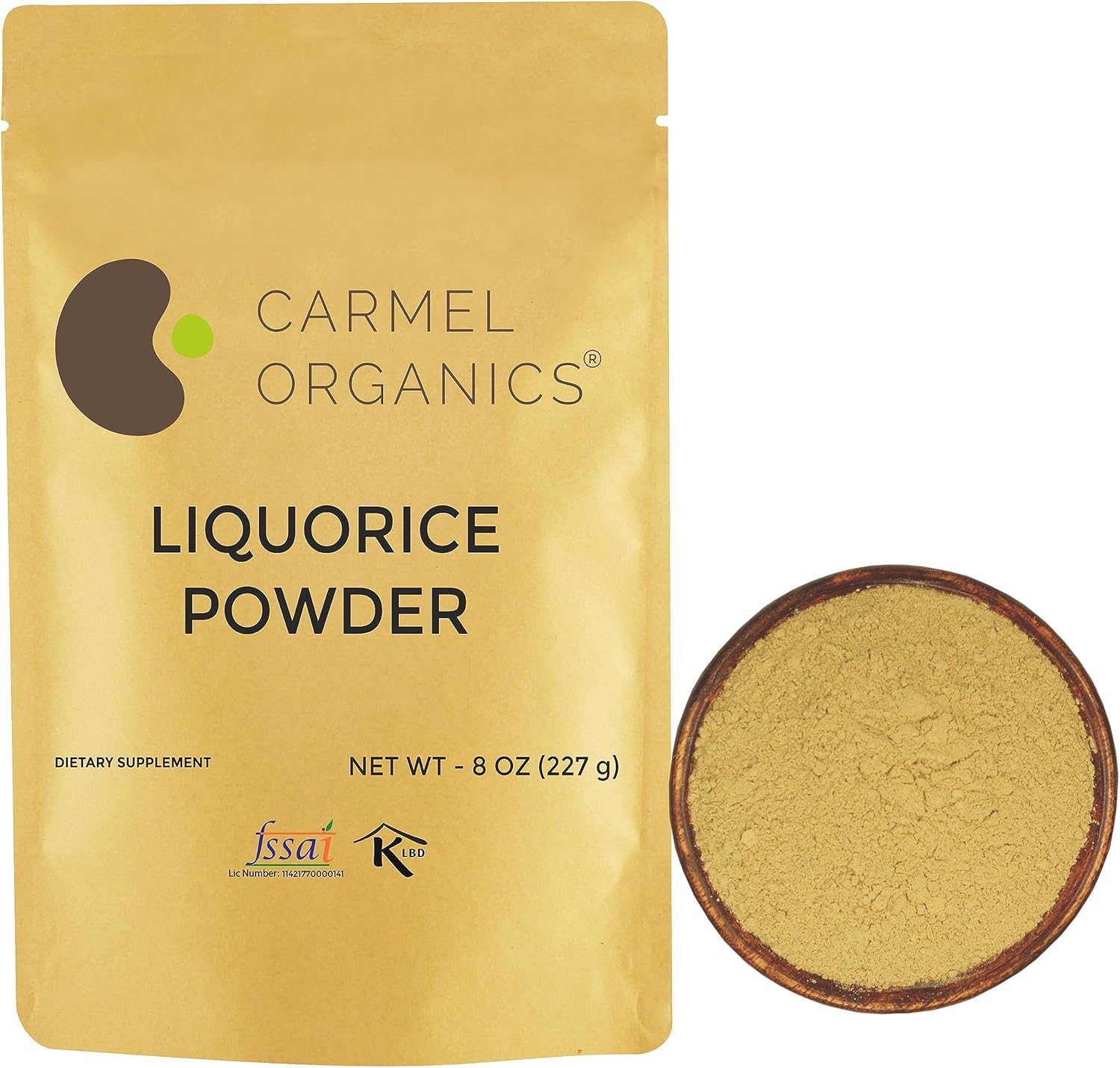 CARMEL ORGANICS Licorice Root Powder - 8 Ounce | Herbal Supplement | Natural Sweetener and Digestive Aid | Non-GMO | No Added Preservatives & Additives
