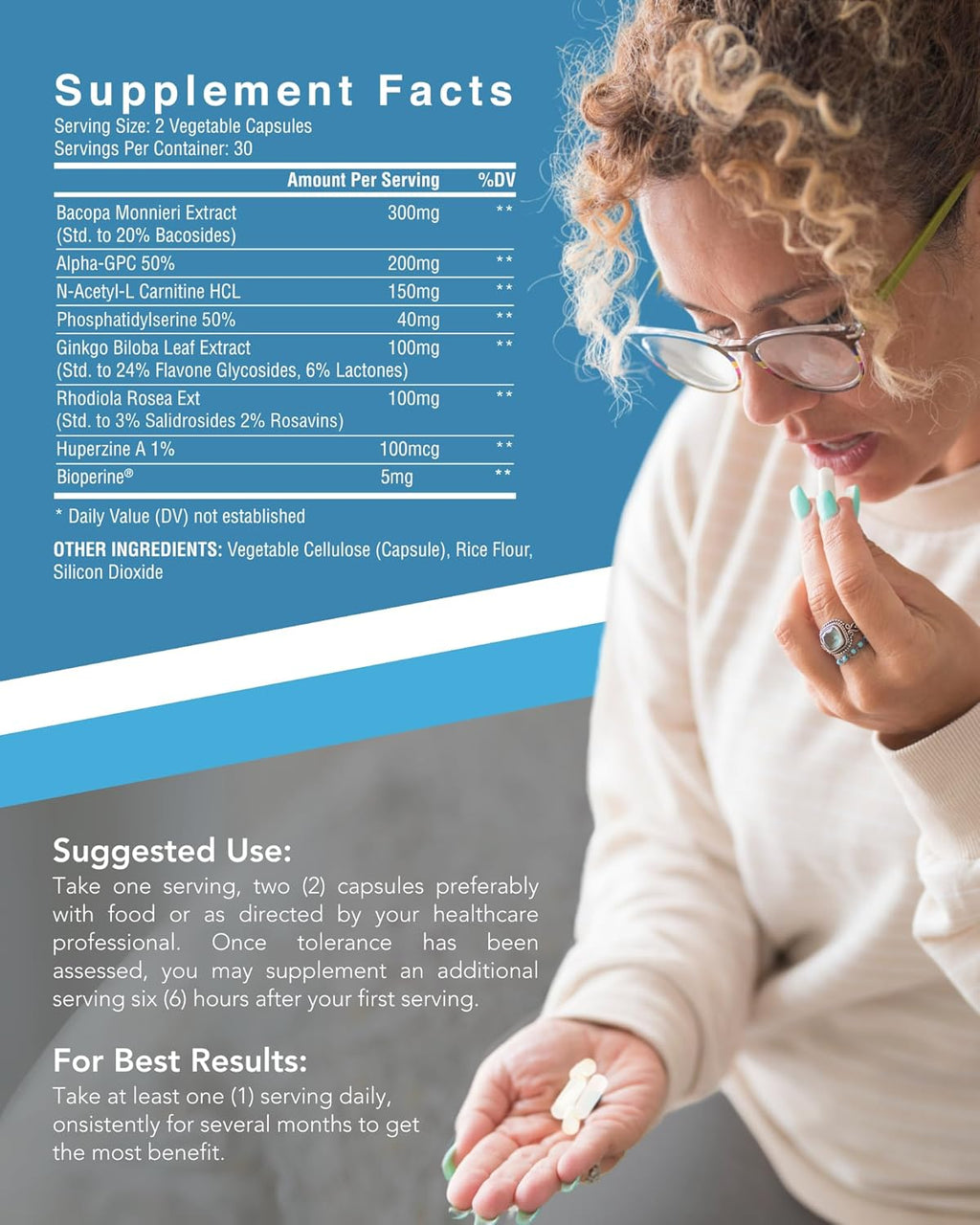 NuClarity - Premium Nootropic Brain Supplement - Focus, Energy, Memory Booster - Mental Clarity & Cognitive Support - Ginkgo Biloba, Bacopa Monnieri, Alpha-GPC, Phosphatidylserine, Rhodiola Rosea