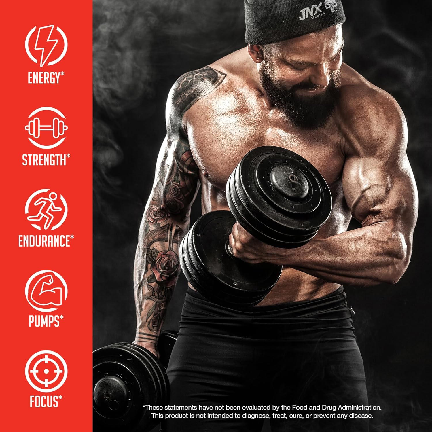 JNX SPORTS The Curse! Pre Workout Powder for Men & Women, Caffeine, Beta-Alanine, Creatine, L-Citrulline, 50 Servings, Peach Rings Flavor – Boost Energy, Strength & Focus