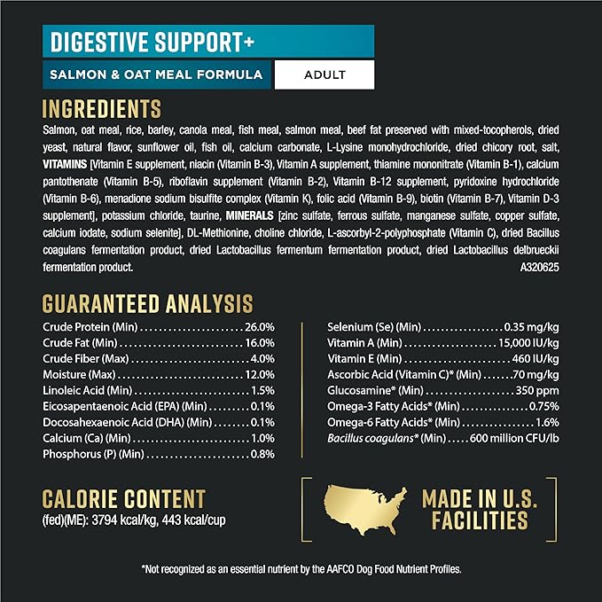 Purina Pro Plan AdvantEDGE Digestive Support Plus Salmon and Oat Meal Formula Adult Dry Dog Food - 12 lb Bag