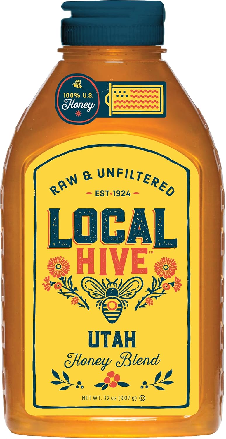Local Hive Utah Raw & Unfiltered – 32 oz | 100% Pure U.S. Honey | Natural Sweetener Sourced from American Bees & Beekeepers | Light Floral Flavor | Ideal for Tea, Baking & Cooking