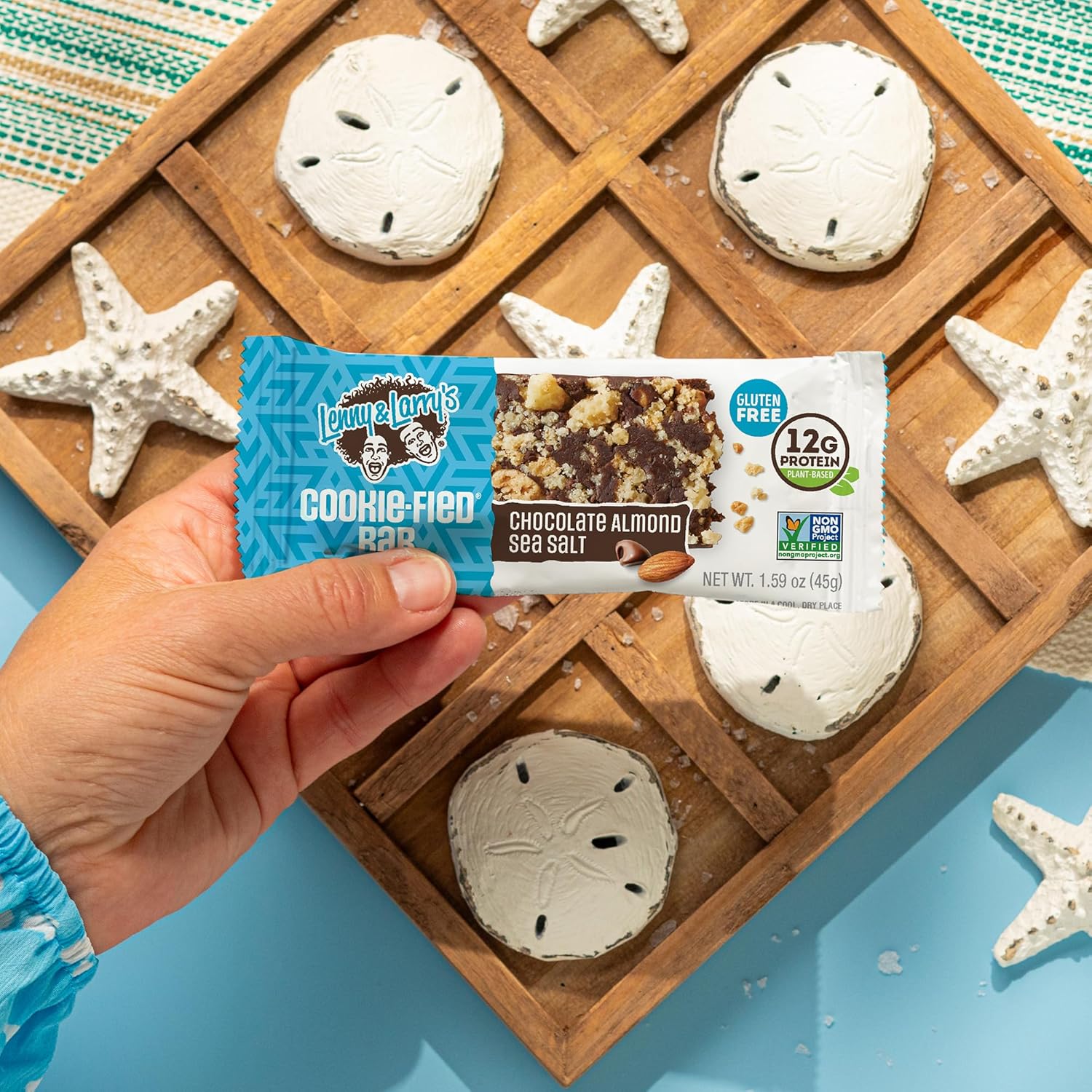 Lenny & Larry's Cookie-fied Protein Bar – Chocolate Almond Sea Salt Vegan Protein Bars 9x45g – Healthy Snacks with 12g Plant Protein & 5g Fiber – Gluten free Power Bar, Keto Friendly, Non-GMO & Vegan