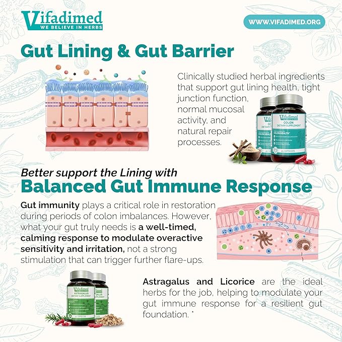 Gut Health & Immunity Combo,Colitis,IBD Assist,Leaky Gut Repair,Soothes Irritation,Intestine Lining,Gut Microbiome,Immune Balance, Colon & Astragalus,3-Month Supply,180 Capsules