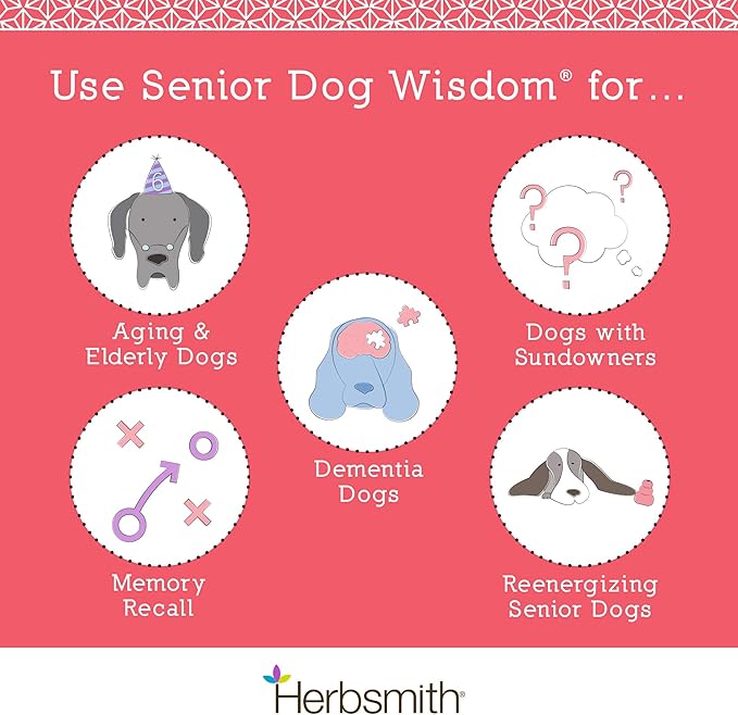 Herbsmith Senior Dog Wisdom – Dog Dementia Supplement – DHA for Senior Dog Brain Health - Senior Supplement for Dogs- 60ct Small Chews