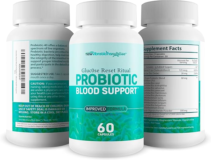 Gluc0se Reset Ritual Probiotic Blood Support - Our Best Probiotics & Prebiotics For Blood Balance - Prebiotics & Probiotics With Vitamin D - Healthy Gut Restore Probiotic Leaky Gut Repair Supplements