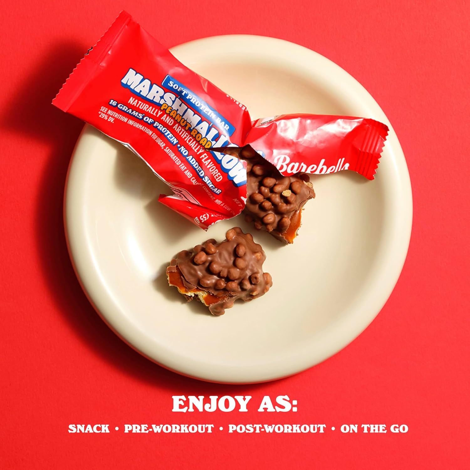 Barebells Soft Protein Bars Marshmallow Peanut Road – 24 Bars Total (2 Packs of 12) – High Protein Snacks with 16g of Protein, Fluffy Chocolate Nutritional Treat, No Added Sugar, Breakfast Bars