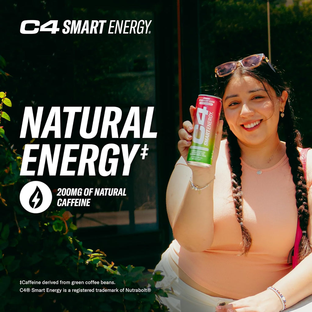 Cellucor C4 Smart Energy Drink – Boost Focus and Energy with Zero Sugar, Natural Energy, and Nootropics - 200mg Caffeine - Cherry Berry Lime (12oz Pack of 12)