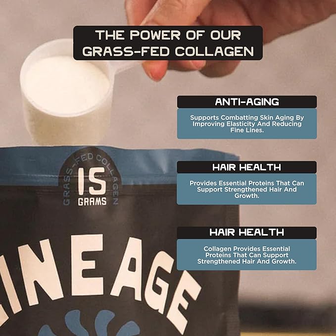 100% Grass Fed Collagen Powder UNFLAVORED – Hydrolyzed Bovine Collagen Peptides with Trachea, Scapula, Eggshell Membrane – Collagen Protein Powder with Vitamin C – 30 Servings