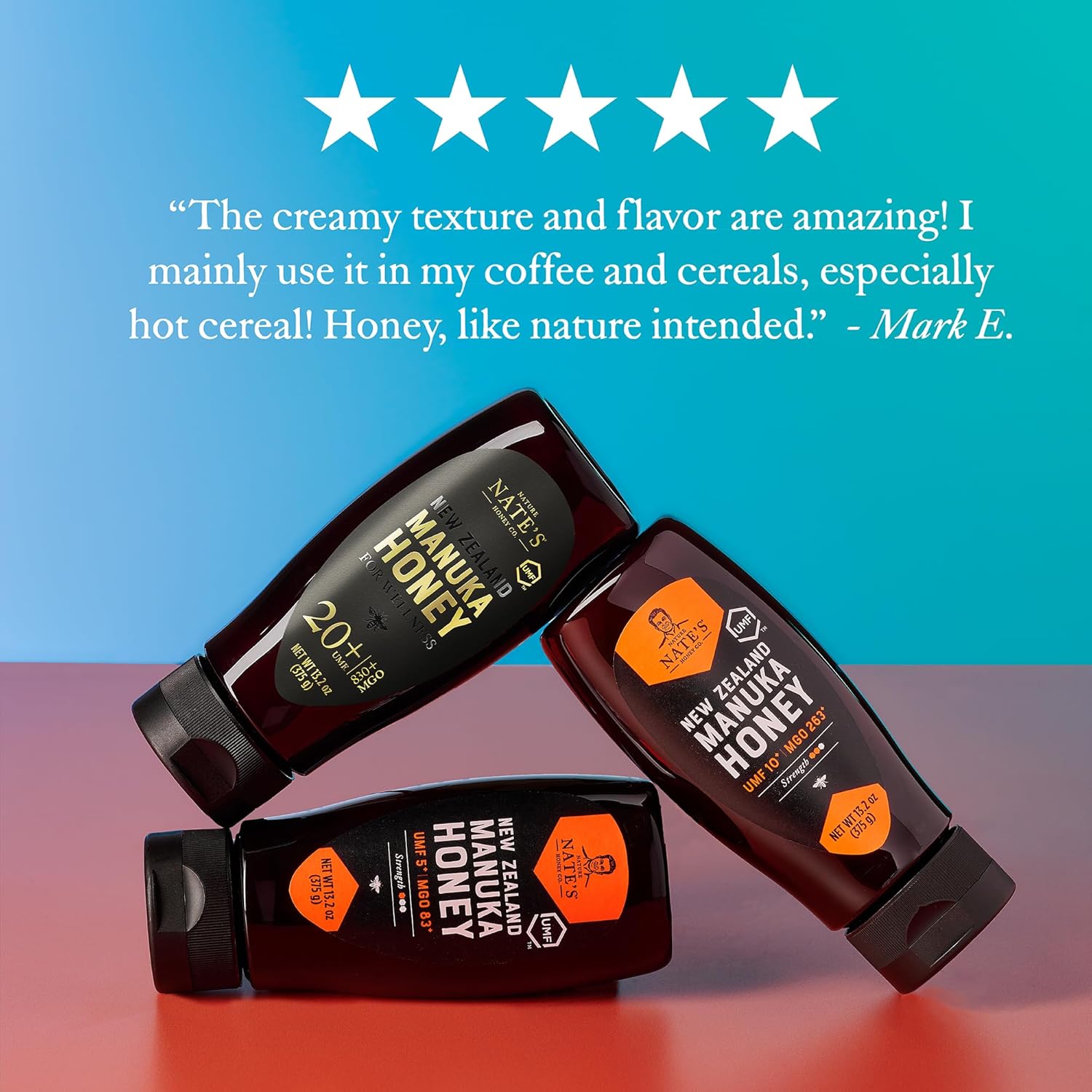 Nate's Pure Manuka Honey, Gold Edition | Sourced & Packed in New Zealand | MGO 830+ UMF Certified 20+ | 13.2 oz Squeeze Bottle