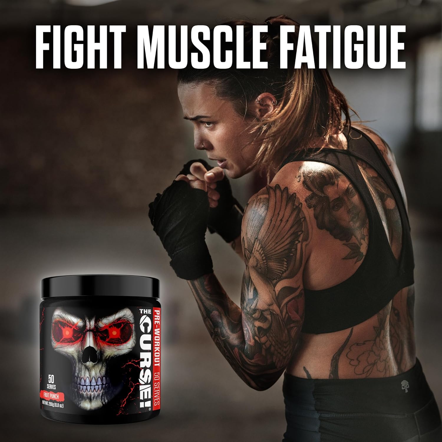 JNX SPORTS The Curse! Pre Workout Powder for Men & Women, Caffeine, Beta-Alanine, Creatine, L-Citrulline, 50 Servings, Fruit Punch Flavor – Boost Energy, Strength & Focus