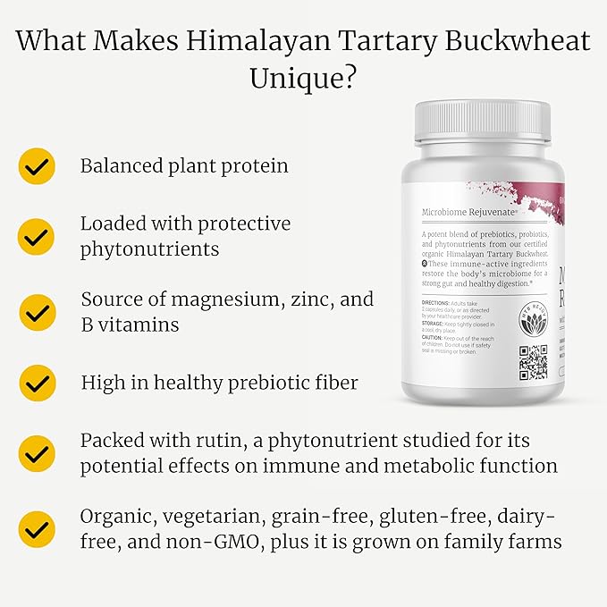 BIG BOLD HEALTH Microbiome Rejuvenate Prebiotic + Probiotic Supplement for Gut Health & Immune System Support - with Immune-Active Himalayan Tartary Buckwheat - Gluten-Free (60 Count (Pack of 1))