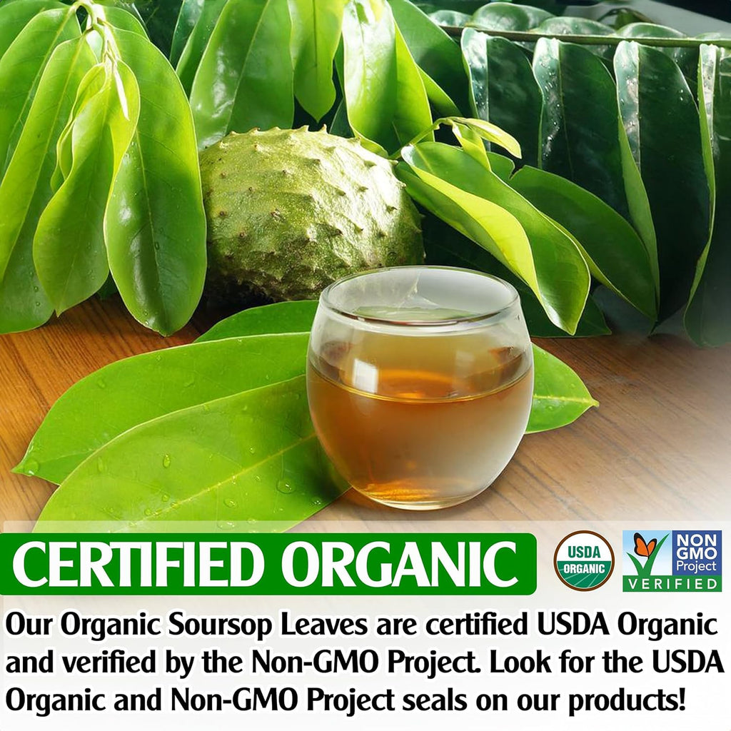 KEYXE - USDA Organic Soursop Graviola Leaves Tea 110 Bags. Non-GMO Verified, 100% Organic Soursop Leaves for Gluten Free, Caffein Free, Hojas De Guanabana Tea Organica, Eco-Conscious Tea Bags