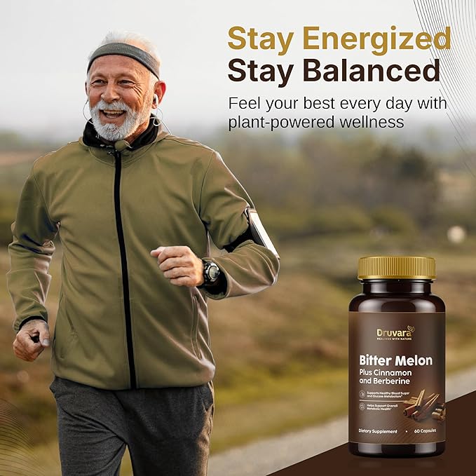 Bitter Melon Capsules with Berberine & Cinnamon, Sugar Balance, Metabolic Health & Steady Energy, with Extra Strength Bitter Melon Extract, Clean Formula, 60 Capsules