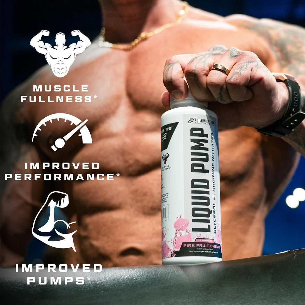 Liquid Pump - Glycerol and Arginine Nitrates for Optimized Pump pre-Workout Liquid Caffeine Free Non stim pre-Workout for Energy and Performance and nictic Oxide Booster | Blue Raspberry Flavor