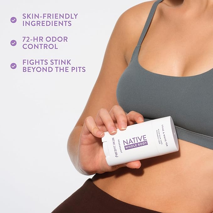 Native Whole Body Deodorant Stick Contains Naturally Derived Ingredients, Deodorant for Men and Women | 72 Hour Odor Protection, Aluminum Free with Coconut Oil and Shea Butter | Lilac & Tea