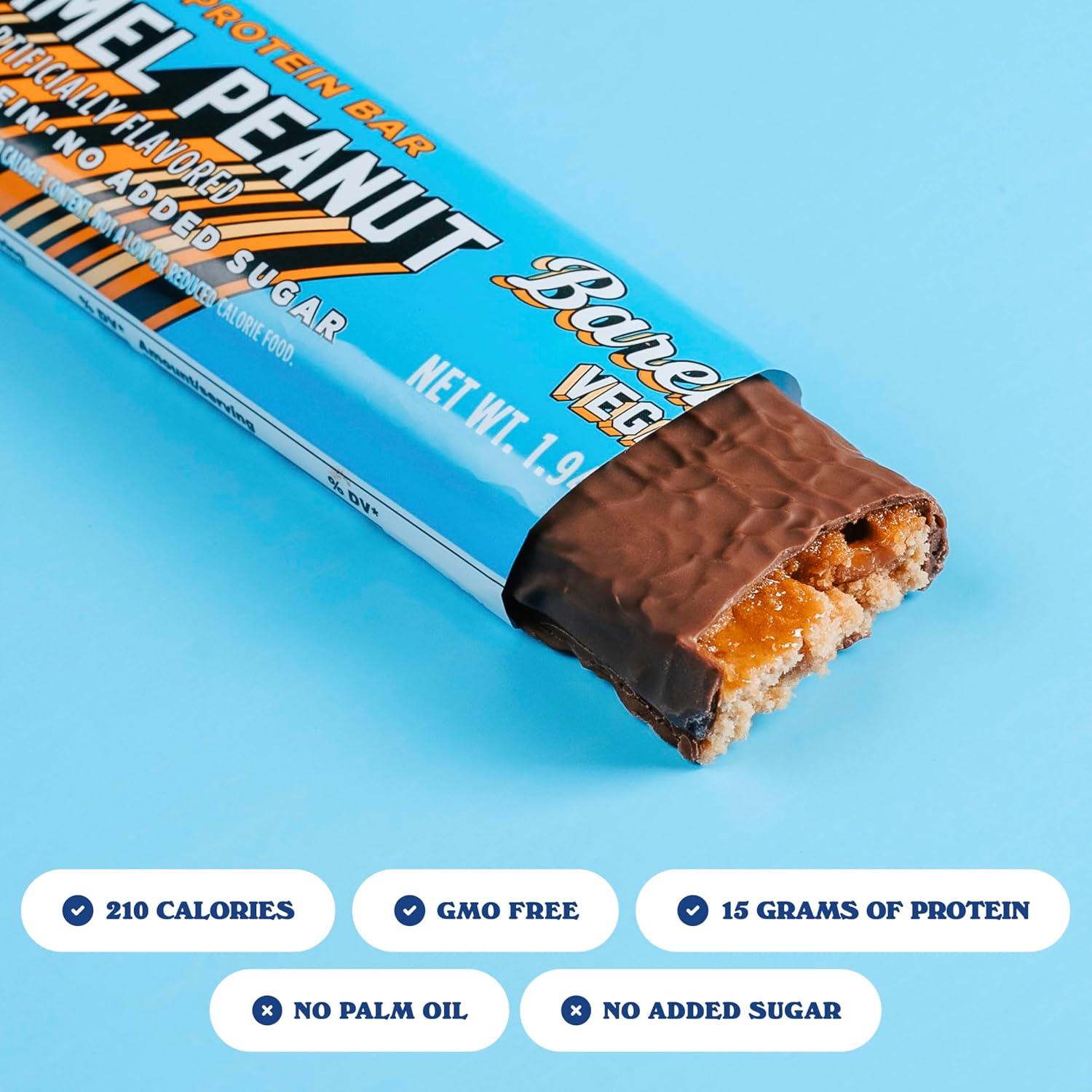 Barebells Plant Based Protein Bars, Peanut Caramel - 12 count, 15g of Plant-Based High Protein Treats - Chocolate Nutrition Bar with 1g Total Sugar - On The Go Breakfast or Post-Workout Snack