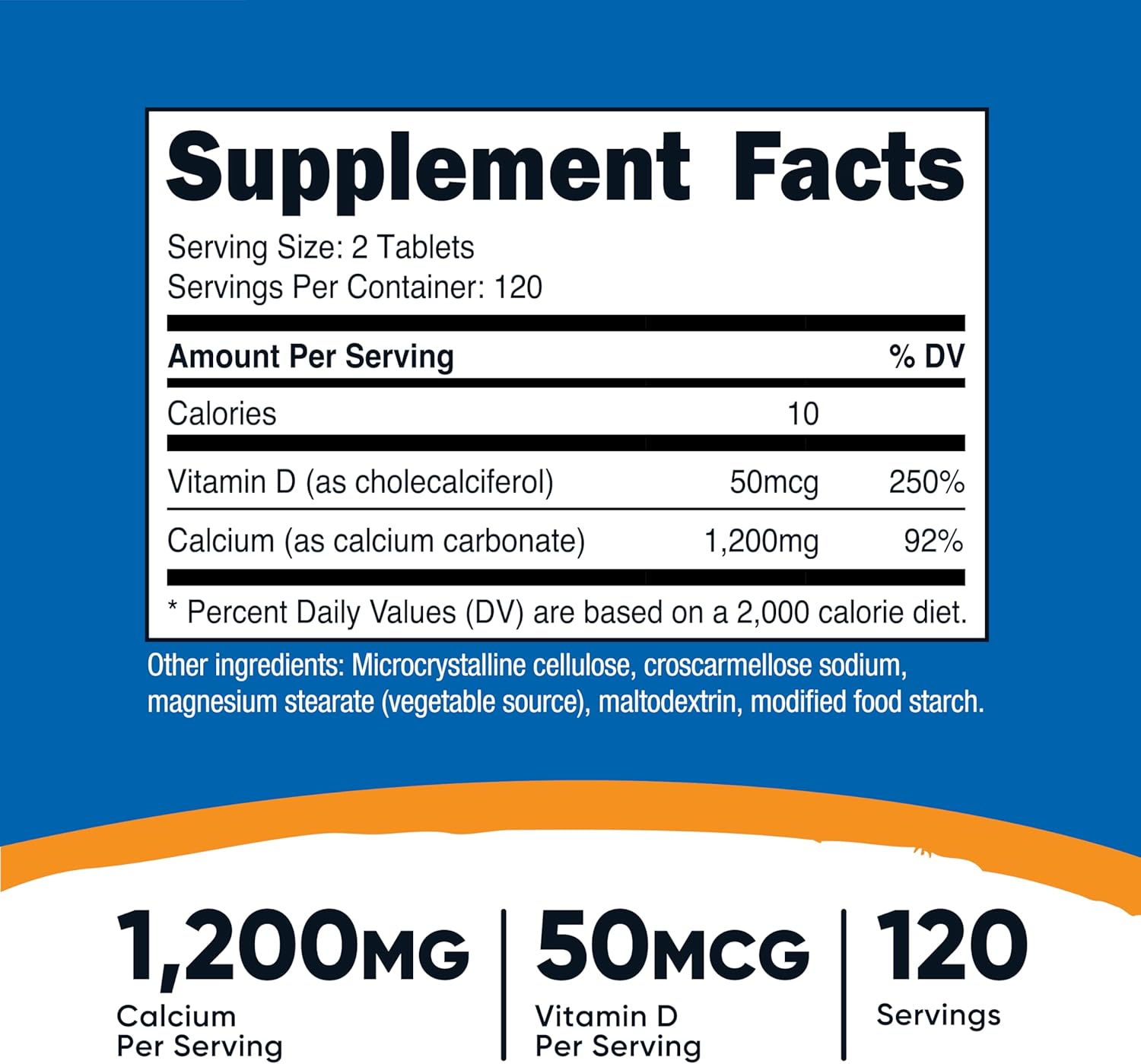 Nutricost Calcium with Vitamin D, 240 Tablets - Calcium (1200mg) Vitamin D (50mcg) Per Serving - Non-GMO, Gluten Free