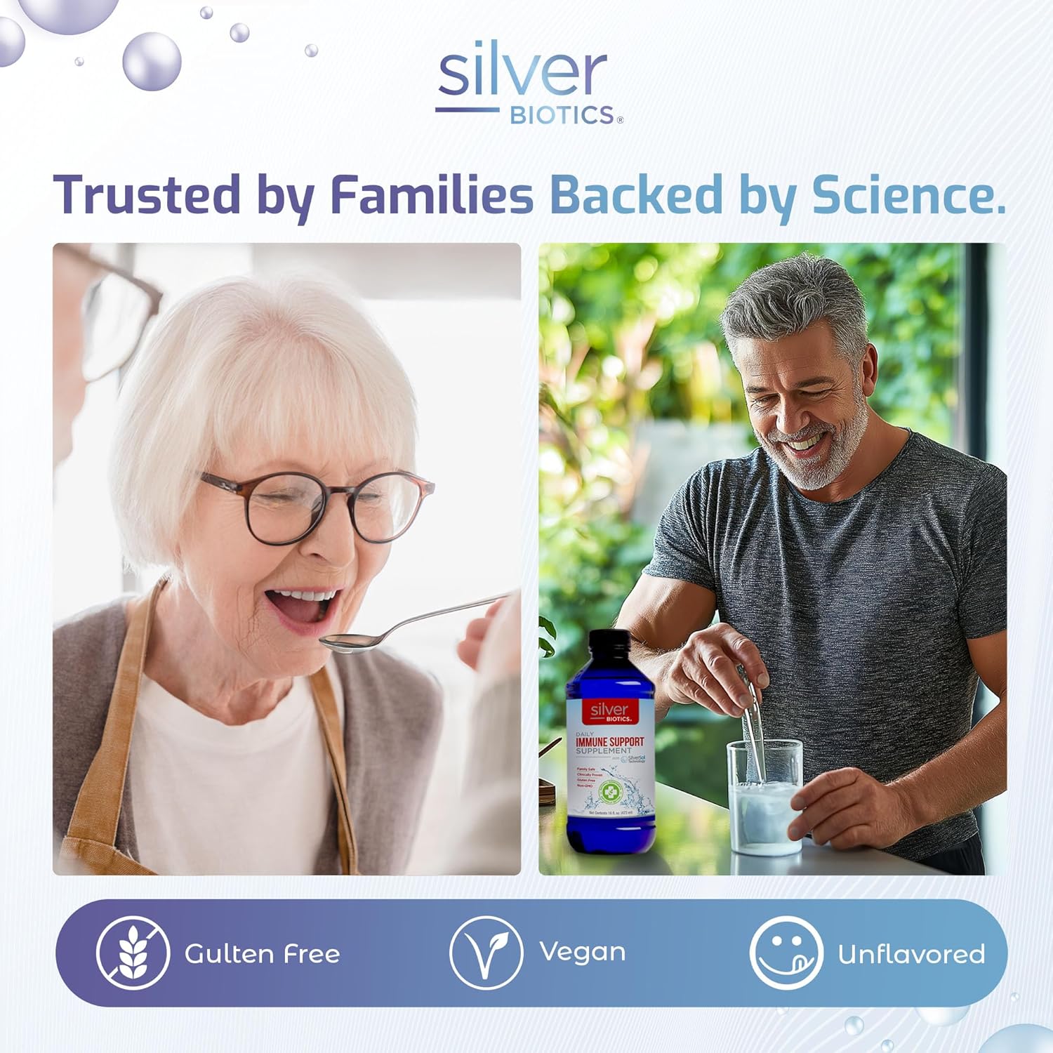 Silver Biotics Multivalent SilverSol Technology Ag₄O₄ 10 PPM Immune Support | Bio-Hacking Immune Building Natural Support | 16 Fl Oz