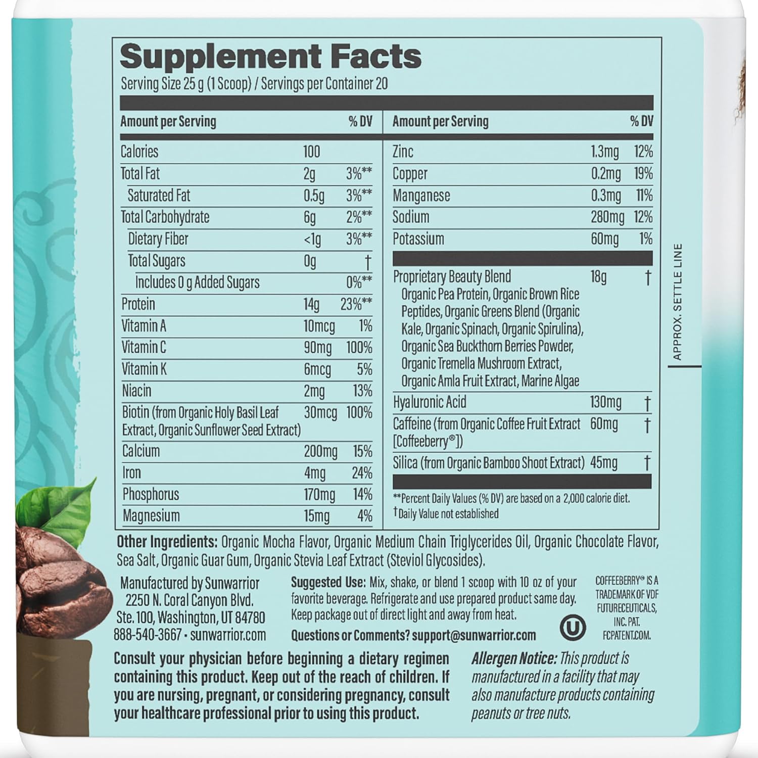 Vegan Collagen Protein Powder for Women Silica Plant Based Collagen Powder Coffee Flavor with Vegan Hair Skin and Nails Vitamins Non-GMO No Added Sugar Soy Dairy & Gluten Free (Coffee, 20 Servings)