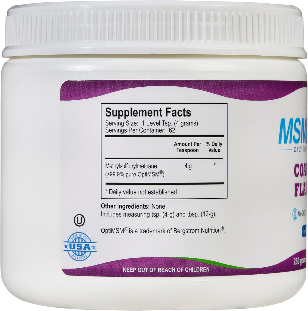 KALA HEALTH MSMPure Coarse MSM Powder Flakes – US-Made MSM for Joint Health, Skin Appearance, and Hair & Nail Support – 8.8 oz, Organic Sulfur
