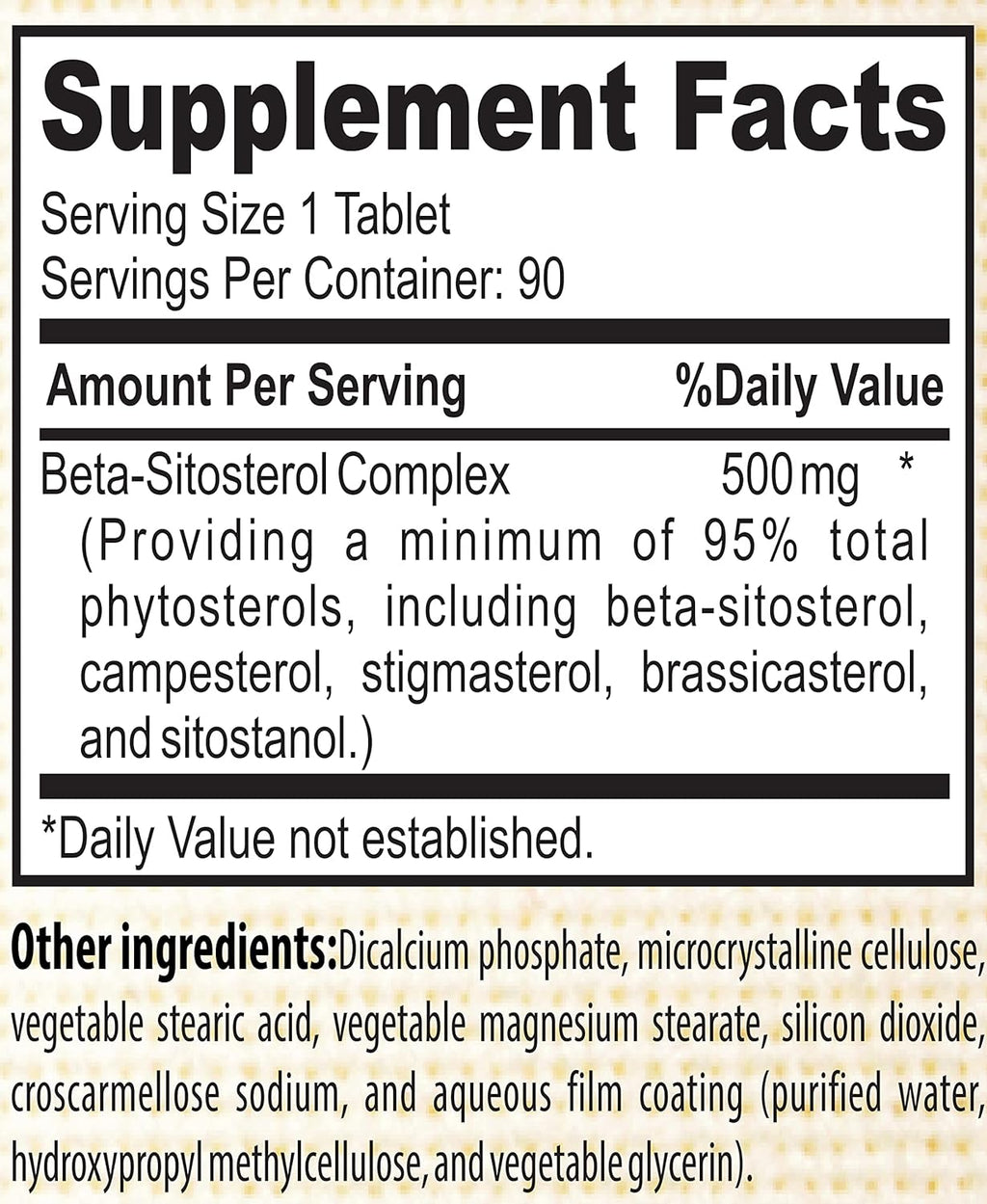 Nature's Potent Beta Sitosterol (500 Mg) Prostate Supplement for Men - Supports Frequent Urination, Prostate Health & Healthy Cholesterol Levels 90 (Tablets)