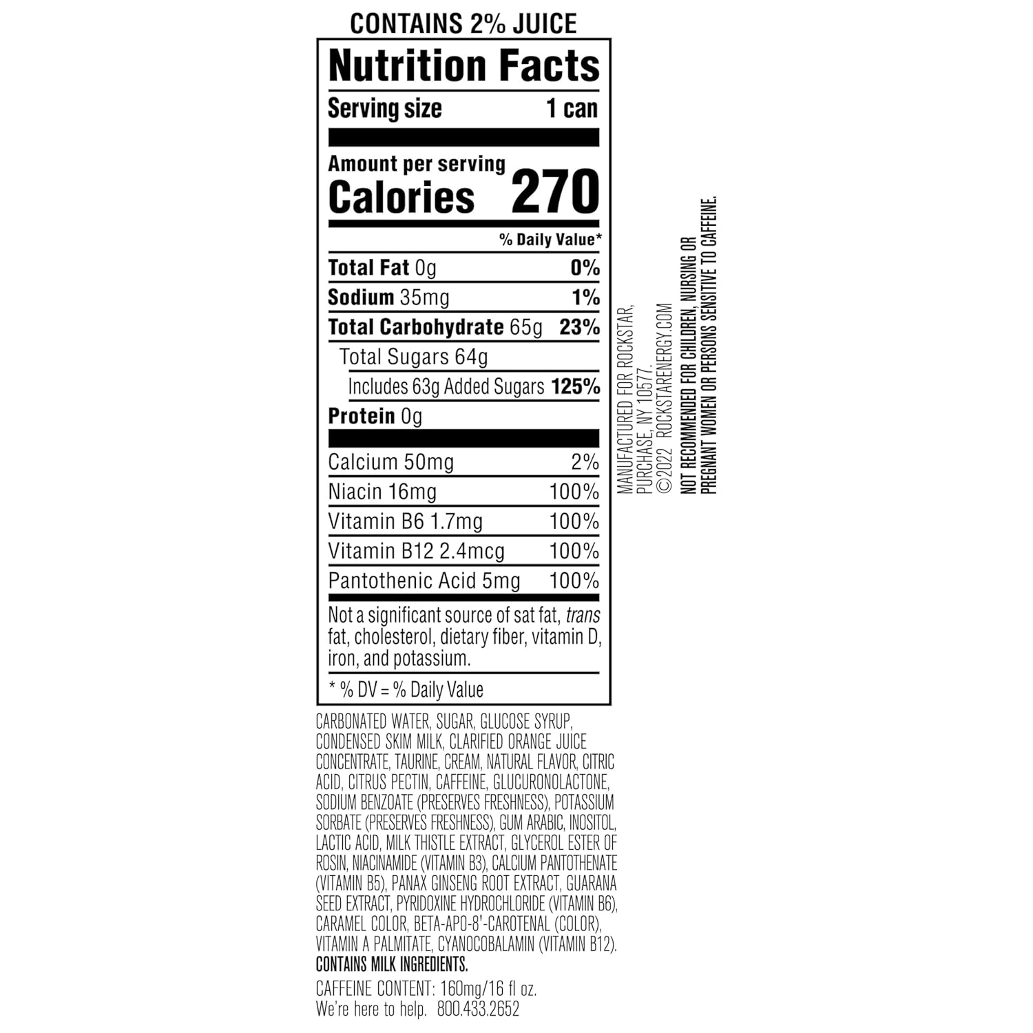 Rockstar Energy Drink Boom Whipped Orange, 16 Fl Oz (Pack of 12)