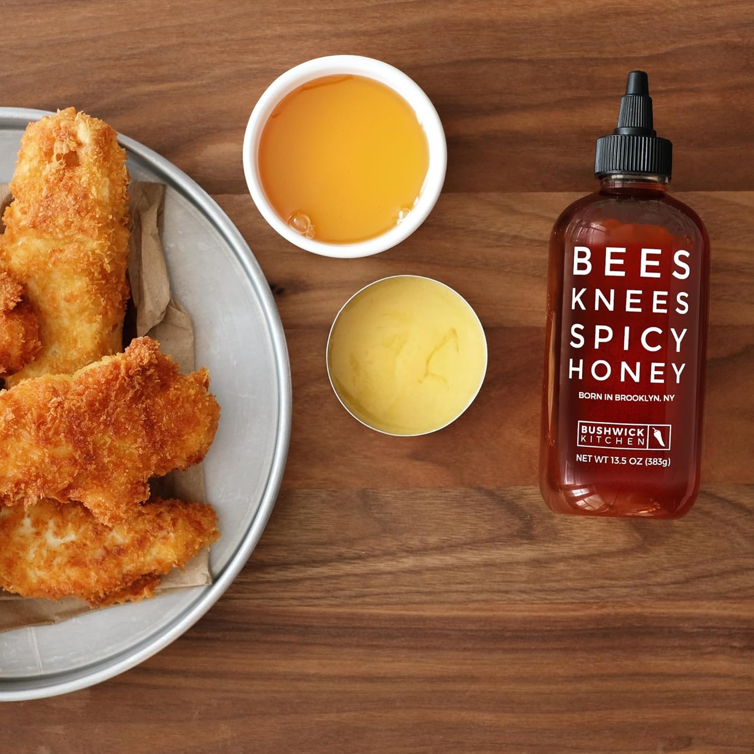 Bushwick Kitchen Bees Knees Honey Sampler Gift Box, Set Includes Spicy Honey, Meyer Lemon Honey, Salted Honey Sauces, Honey Inspired Recipes, Bushwick Kitchen Tea Towel, and Ready-to-Gift Box