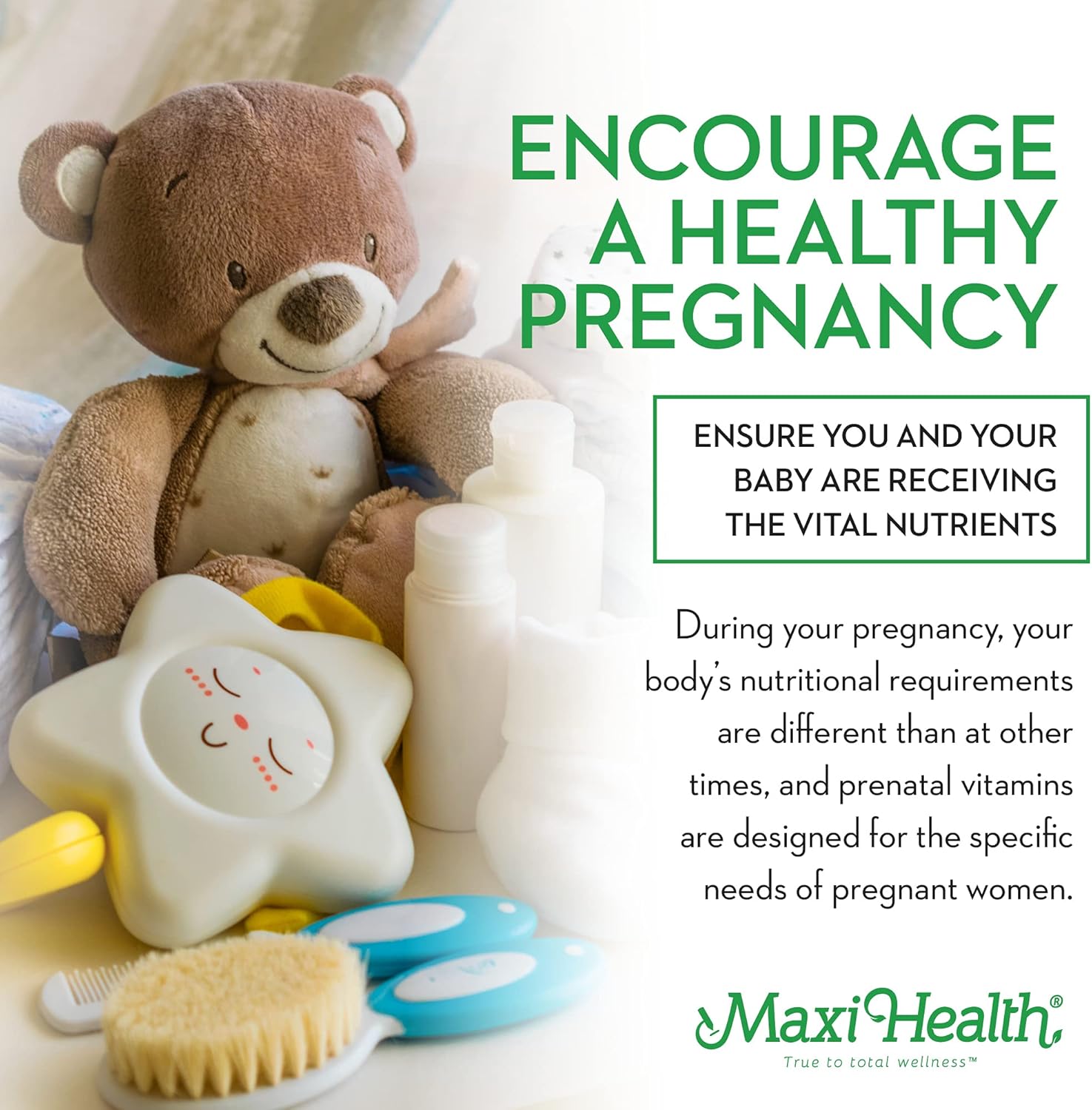 Maxi Health Prenatal Vitamins for Women – One Daily Prenatals with Iron, Folate, Choline, Vitamin D3, and Essential Nutrients – High Absorption Supplement for Pregnancy and Preconception – 60 Tablets