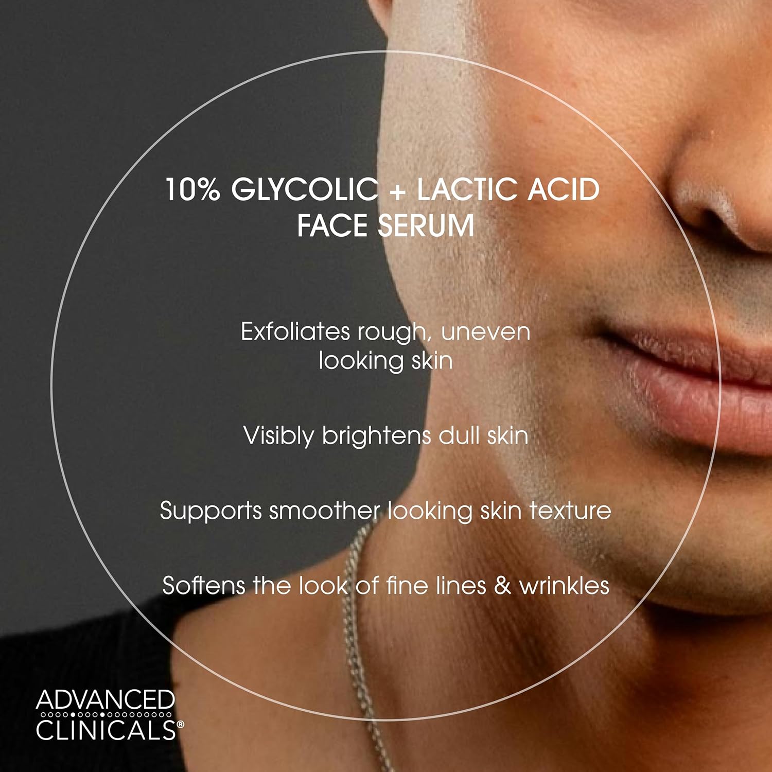 Advanced Clinicals Exfoliating 10% Glycolic Acid Serum For Face + Lactic Acid | Facial Exfoliant AHA + Salicylic Acid Serum To Improve Look Of Large Pores, Uneven Skin Tone, & Dark Spots, 1.75 FL Oz