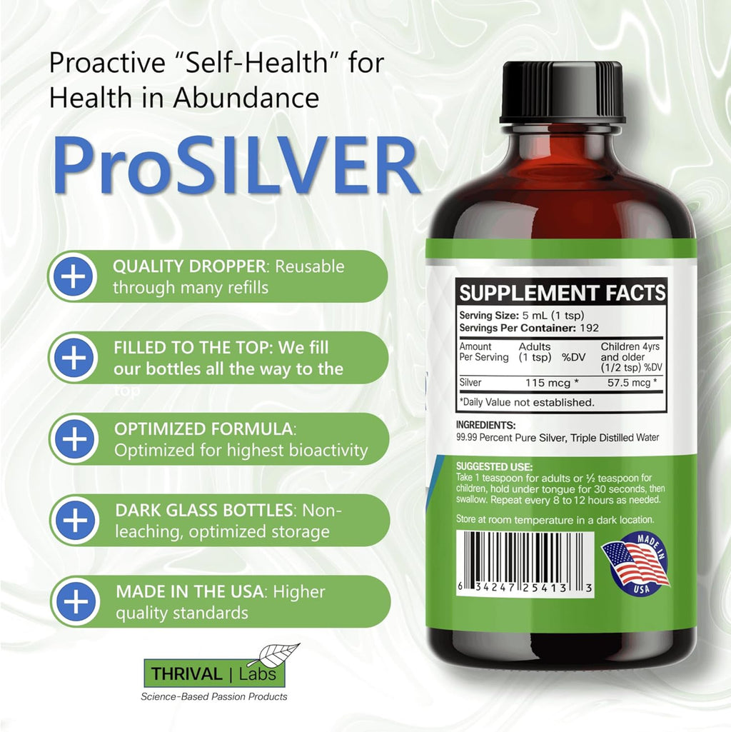 Ionic Colloidal Silver Liquid 20 PPM Bio Active for Immune Support Glass Bottle 64oz 384 Servings Organic Supplement