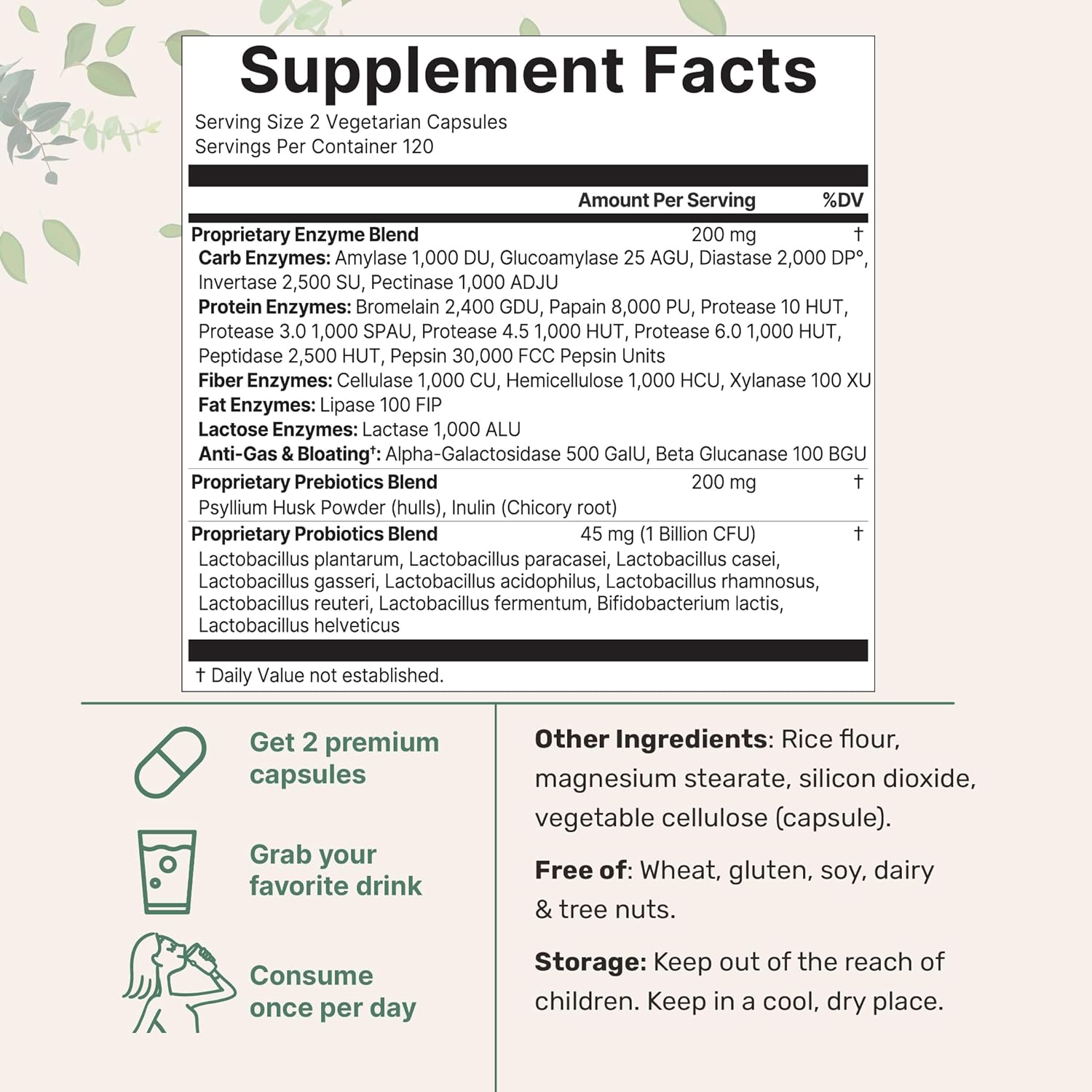 Super Enzymes with Prebiotics & Probiotics, 240 Veggie Capsules | High Potency Digestive Enzymes For Women & Men | Probiotic, Bromelain, Psyllium Husk & More | Immune & Gut Health Support