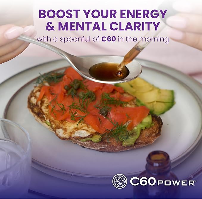C60 Power C60 in Organic Avocado Oil - Natural Wellness & Antioxidant Support for Men & Women, 99.99% Pure Carbon Fullerenes, Promotes Energy, Mental Clarity, & Stamina - 16 fl oz Bottle