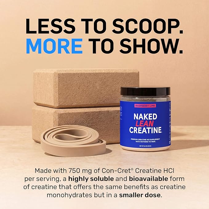 NAKED Lean Creatine HCI Powder - Raspberry Lime, Vegan, Non-GMO, Gluten-Free, No Fillers, Supports Muscle Growth & Strength - 68 Servings