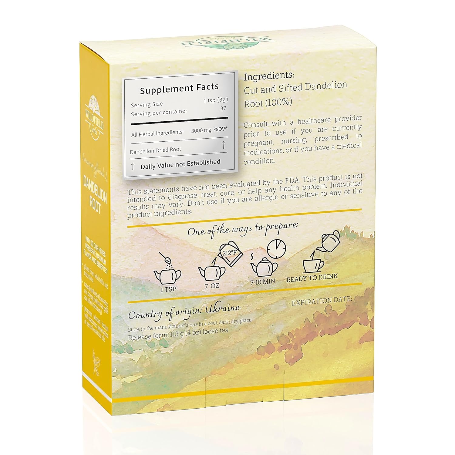 4 oz. Dandelion Root Tea Dandelion Tea Herbal (Taraxacum Officinale) - 113g Herb Raíz De Diente De León