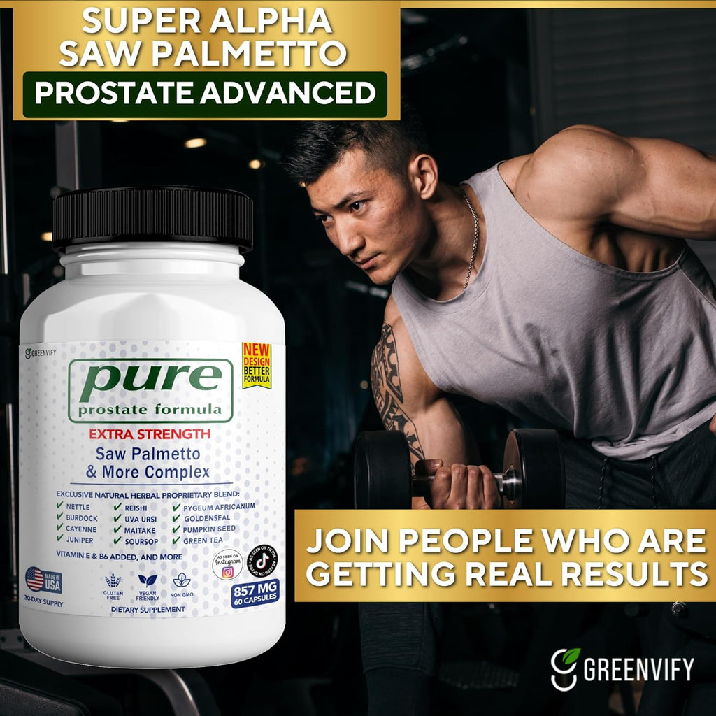 Pure Prostate Formula Saw Palmetto & More Complex 857 mg Prostate Supplements for Men Capsules, Health Supplements - Maximum Strength, All Natural to Support Normal & Healthy Function (5)