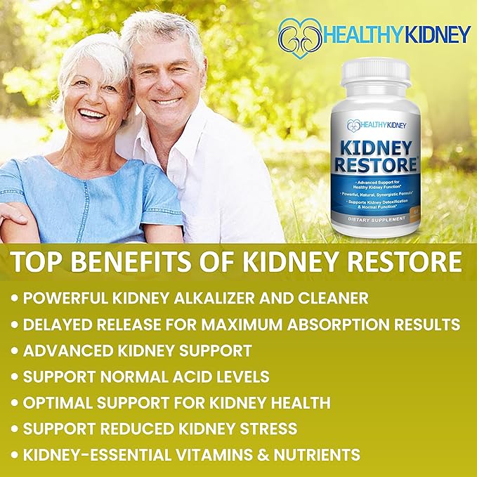 Kidney Cleanse Detox & Repair - Formulated by Kidney Health Expert Living w/Transplant - US Made Kidneys Support Supplement, Detox, Flush - Renal Vitamins 60 Capsules